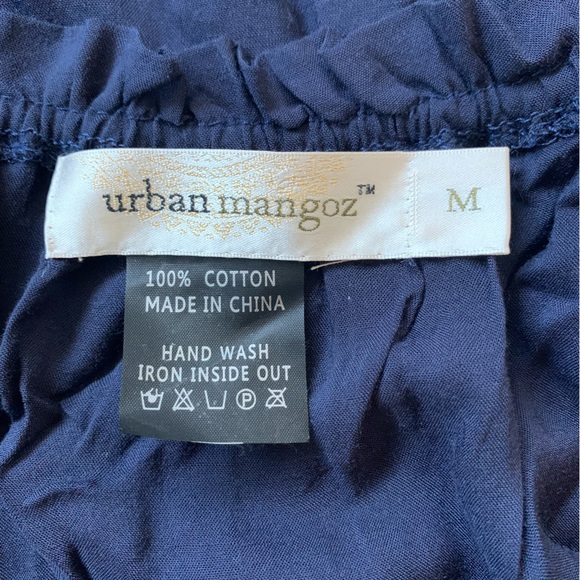 Urban Mangoz Embroidered Navy Beaded Boho Ruffled Blouse Size M - Picture 5 of 5